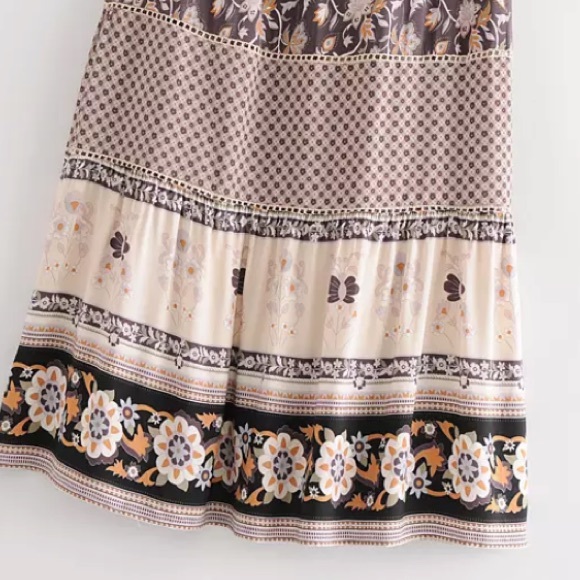 Floral Gypsy Bohemian Maxi Skirt - Picture 7 of 10